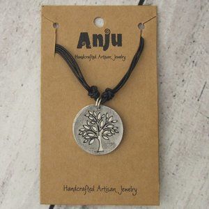 Anju Tree of Life Pewter Necklace Artisan Handcrafted Cut Out Medallion Charm